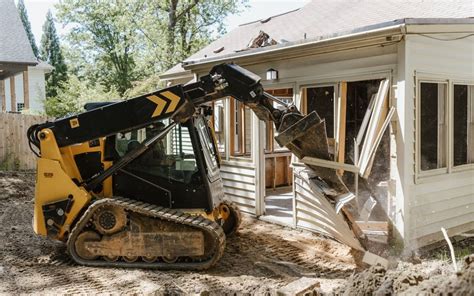 how to demo a house with a skid steer bucket|How to demolish a house with skidsteer .